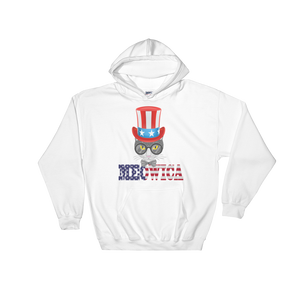 Gray Cat With Big Hat USA Hoodie