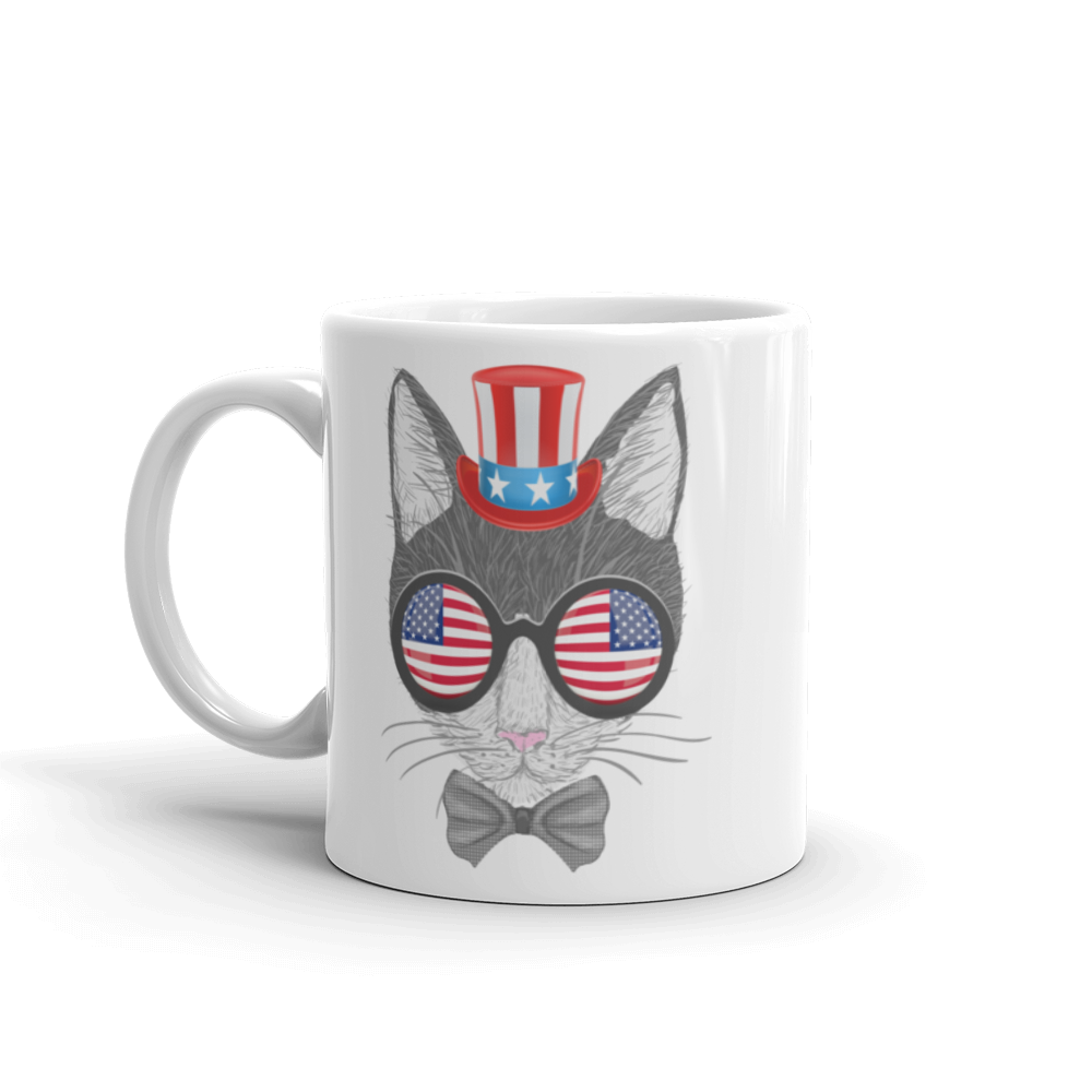 Gray Cat With Hat & Double Sunnies Mug