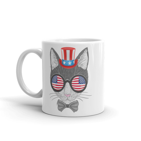 Gray Cat With Hat & Double Sunnies Mug