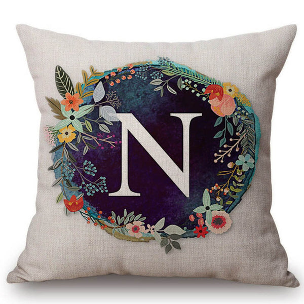 Nordic Floral Letter Pillow Cases